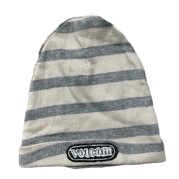 Volcom Other - Volcom Baby Beige Grey Striped Beanie Hat Size 12 Months